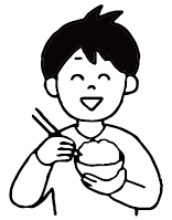 ごはんを食べている男性イラスト